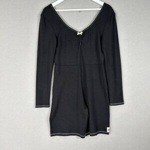 Hot Lava Womens Romper Extra Large Black Baby Dancer Contrast Stitch Bow Boho